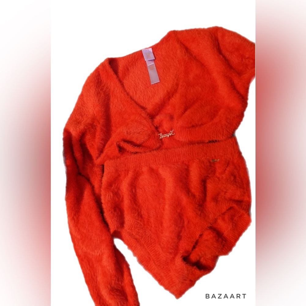 Red Savage X Fenty Soft Plush Set With Gold Accents that say savage NEW